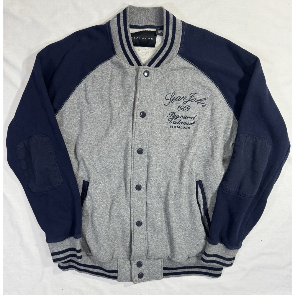 VTG Sean John 1969 Snap Button Elbow Patch Jacket Mens Size XL Cotton Blend